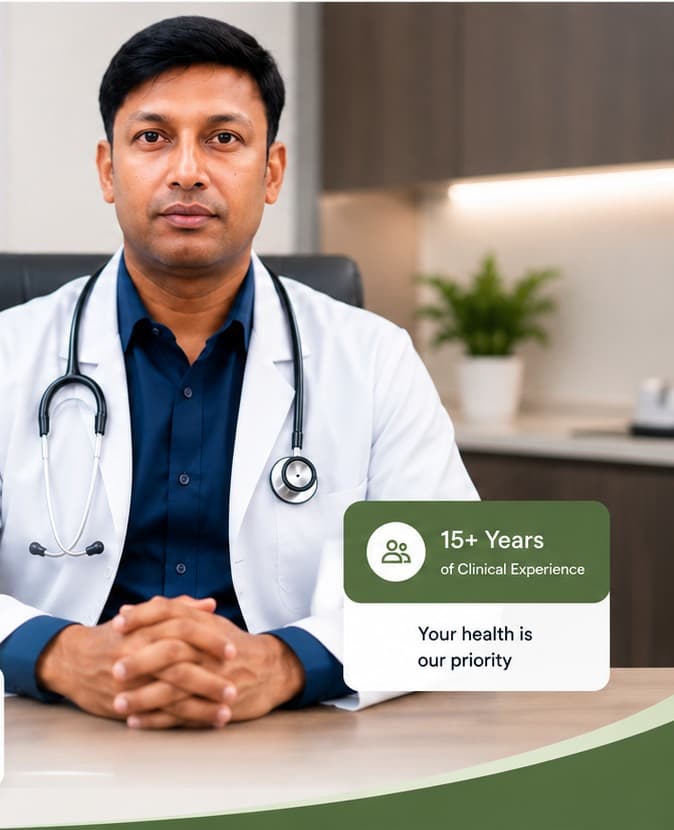 Dr. Raghu, consulting physician at Dr. Raghu Diabetes & General Clinic